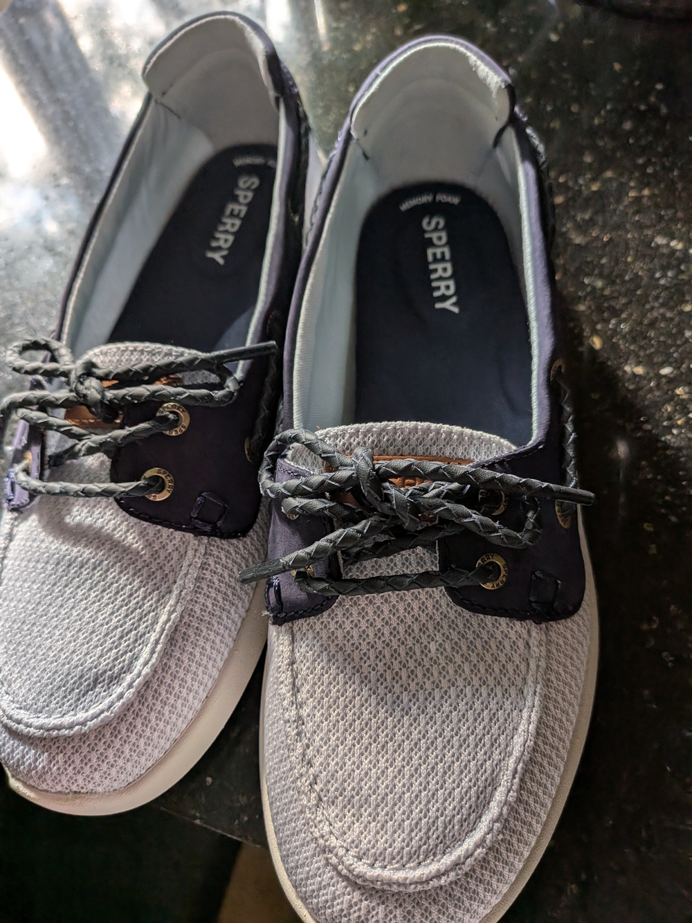 NWOT Sperry Women's Gray & Navy Mesh Boat Shoes
